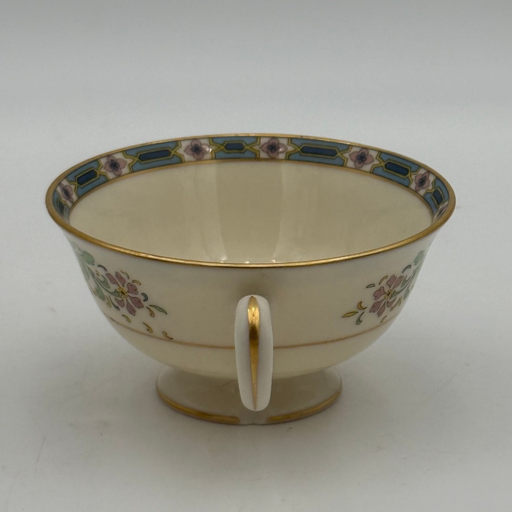 Lenox Mystic Vintage Floral Porcelain Teacup Gold Trim Cream Blue Pink - Picture 2 of 9